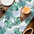 thumbnail image 3 of Green Monstera Leaves Table Runner 70 Inches, Tropical Blue Palm Leaf Botanical Summer Bed Runner Dresser Scarves Tabletop for Indoor Outdoor Parties/Ceremony/Banquet, 13" x 70", 3 of 9