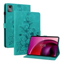 FJLBDE Case for Lenovo Tab M11 2023/Xiaoxin Pad 2024 11 inch, Embossed Flower PU Leather Flip Wallet Folio Stand Cover with Pencil Holder, Green