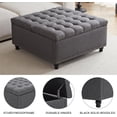 thumbnail image 6 of Kingfun 35.5" Large Square Ottoman Bench, Tufted Upholstered Coffee Table Ottoman with Storage, Oversized Ottomans Toy Box for Living Room Bedroom, Grey, 6 of 13