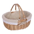 thumbnail image 2 of Wicker Picnic Basket with Handles and Removable Fabric Liner for Outdoor Travel Camping Storage and Home Organization, 2 of 8