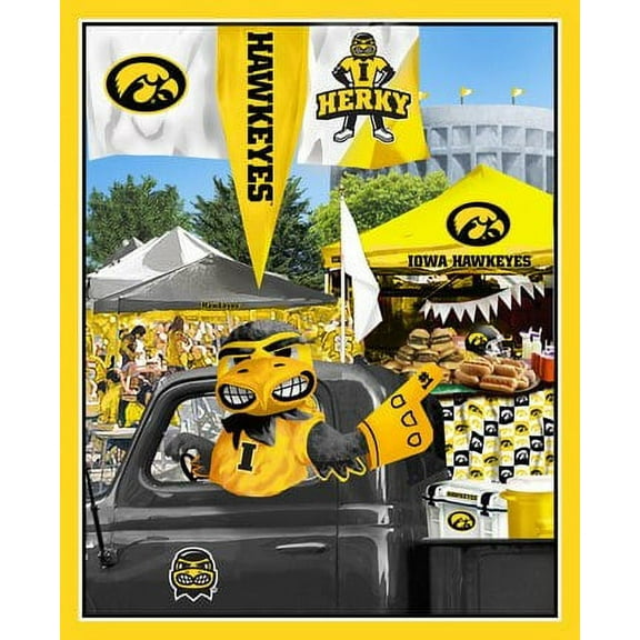 University of Iowa 100% Cotton Tailgate Panel-Sold by the Panel-43"x36"