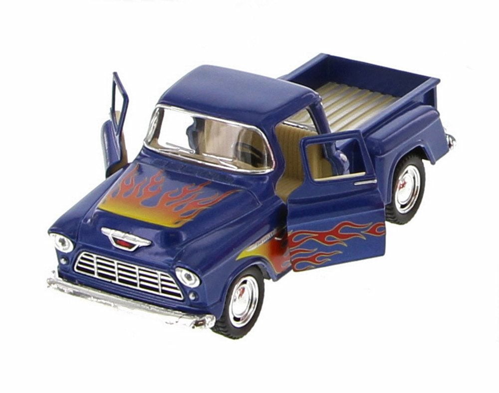 1955 Chevy Stepside Pickup with Flames, Blue with Flames