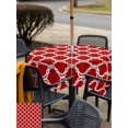 thumbnail image 5 of Outdoor Tablecloth with Umbrella Hole for Patio/Picnic/Party/Camping, Red Morocco Waterproof Table Cloth Square Cover Washable, Geometric Moroccan National Abstract Art (54"x 54"), 5 of 8