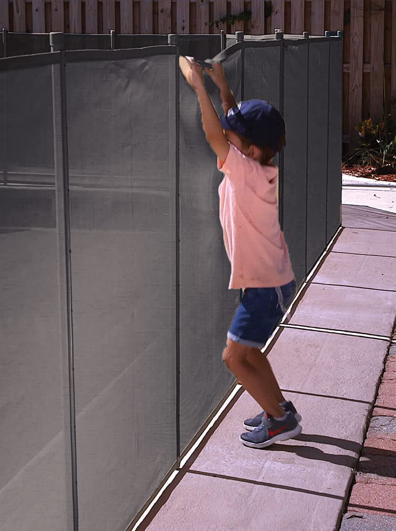 WaterWarden 4' x 12' Pool Safety Fence, UL Certified to ASTM Safety Standard F2286, Gray