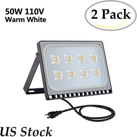 

2 Pcs X 50W 6th Gen Flood Light Ultra-thin Warm White US Standard with Plug 110V