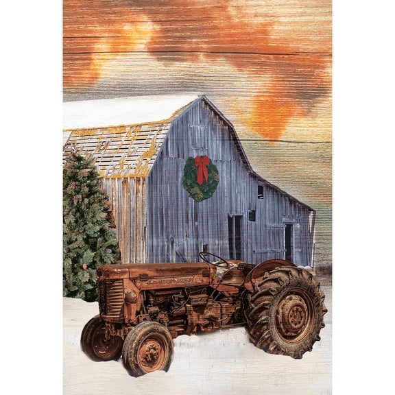 Magnolia Gardens M070030 30 x 44 in. Print Tractor In Snow Polyester Garden Flag - Large