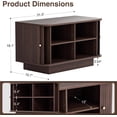 thumbnail image 2 of 31.5" W Sliding Door Shoe Storage Bench, Small Entryway Shoe Cabinet with Adjustable Shelf, Space-Saving Wooden Low Cabinet for Hallway, Living Room, Apartment, Dorm, Walnut, 2 of 9