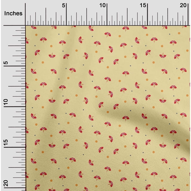 oneOone Viscose Chiffon Fabric Dot & Chinese Hand Fan Fashion Print Fabric BTY 42 Inch Wide