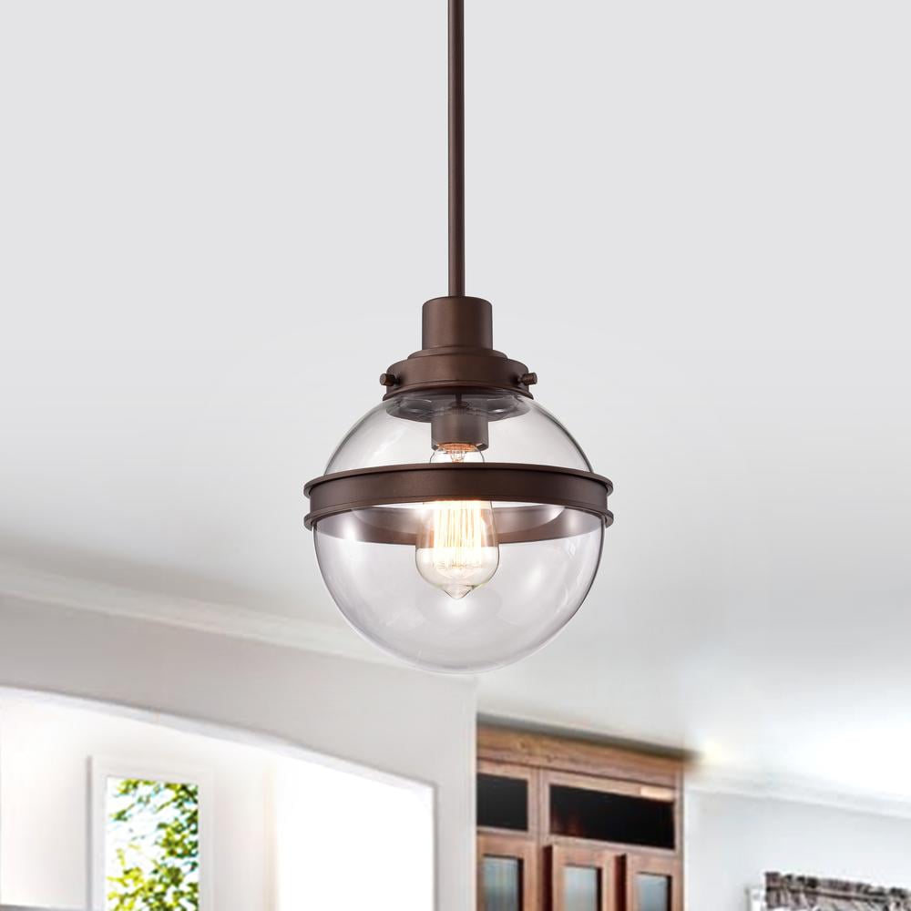 CHLOE Roan 1 Light Oil Rubbed Bronze Mini Pendant Ceiling Fixture 9" Wide