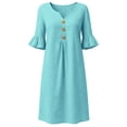 thumbnail image 6 of DYTTDG Women's V-Neck Button Down Midi Dress, Casual Loose Fit Ruffle Short Sleeve Tunic Dress with Pockets, 6 of 8
