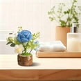 thumbnail image 4 of Xoiie Handmade Crochet Flowers Pot, Wooden Flower Bouquet, Crochet Rose Bouquet Knitted Creative Potted Plant Cute Home Desktop Decorations and Gifts for Friends, Lovers, Classmates, 4 of 7