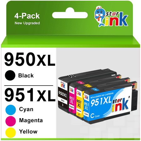 950XL 951XL Ink Cartridge for HP 950 and 951 Ink Cartridge Combo Pack Comaptible for HP Officejet Pro 8600 8610 8620 8100 276dw Printer (Black, Cyan, Magenta, Yellow, 4-Pack)