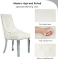 thumbnail image 5 of Set of 4 Velvet Dining Chairs with Tufted Buttons, Lion Head Pull Ring, and Stainless Steel Legs, Ergonomic Wingback Kitchen Chairs for Living Room and Hotel, Beige, 5 of 7