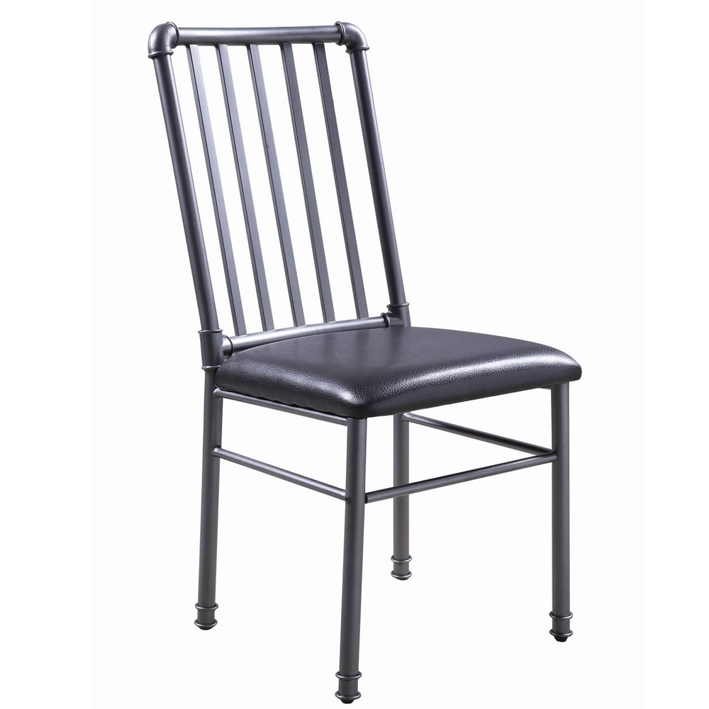 Metal Dining Side Chairs with Upholstered Seats, Set of 2, Gray and