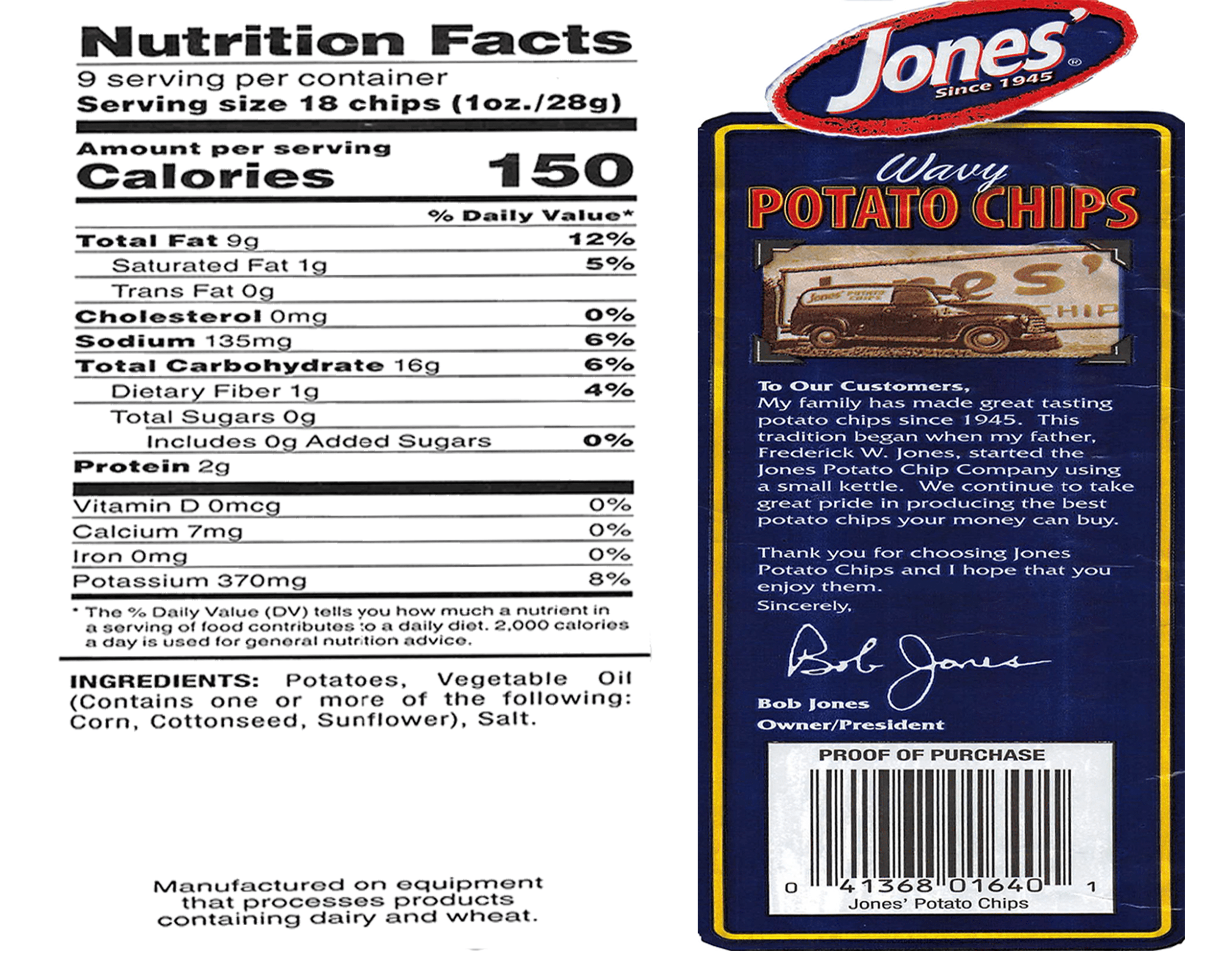 (4 pack) Jones' Wavy Potato Chips, 9 Oz.
