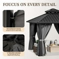 thumbnail image 6 of JolyDale 10' x 10' Hardtop Gazebo, Aluminum Frame Permanent Pavilion Double Galvanized Metal Roof with Curtains and Hooks for Garden, Patio, Backyard, Gray, 6 of 8