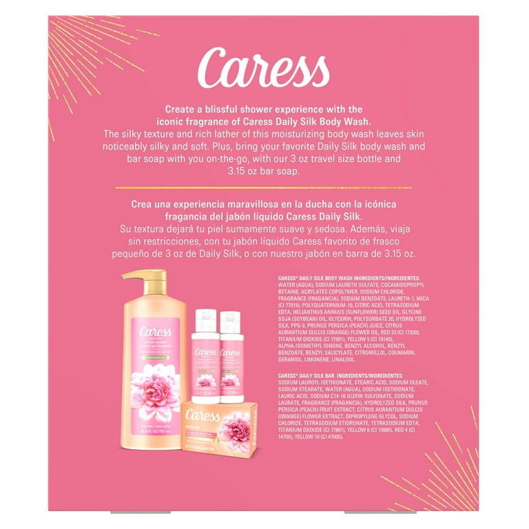 Caress Daily Silk Female Gift Pack: 25.4oz Body Wash, Bar Soap