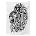 thumbnail image 3 of Ambesonne Lion Tablecloth Rectangular Table Cover, Wild Savannah Animal Print, 60"x84", Black and White, 3 of 4