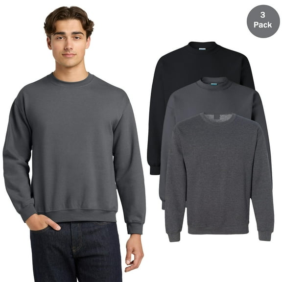 Gildan Men's Hi Vis Safety Crewneck Sweatshirt, Assorted Color Safety Long Sleeve T-Shirt, 3-Pack, S