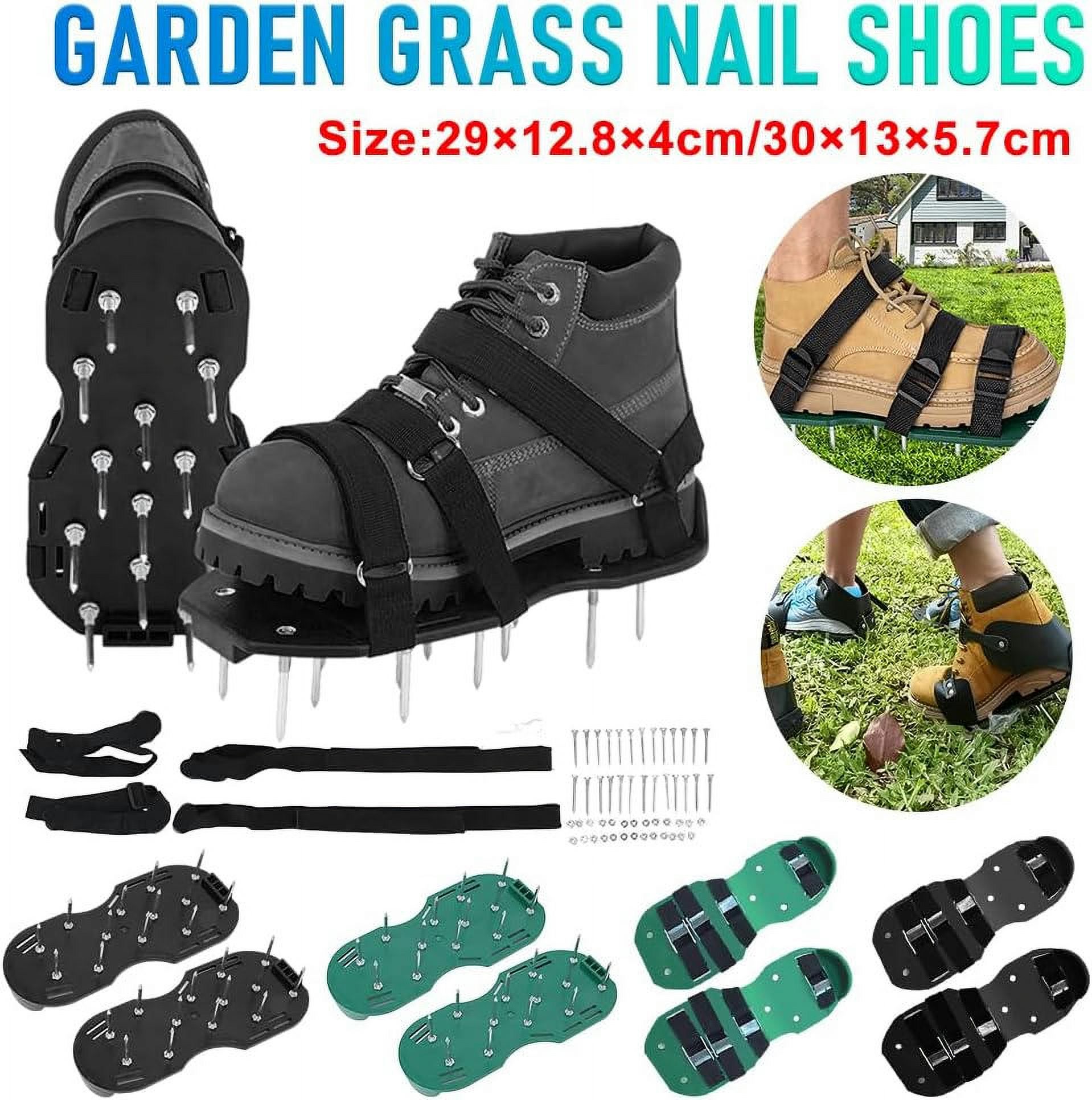 Aerator Lawn Tool Garden Nail Shoes Grass Loose Soil Tool 4cm Long Nail Lawn Aerator Spikes Shoes Self-Leveling Epoxy Yard Cultivator(Green A)