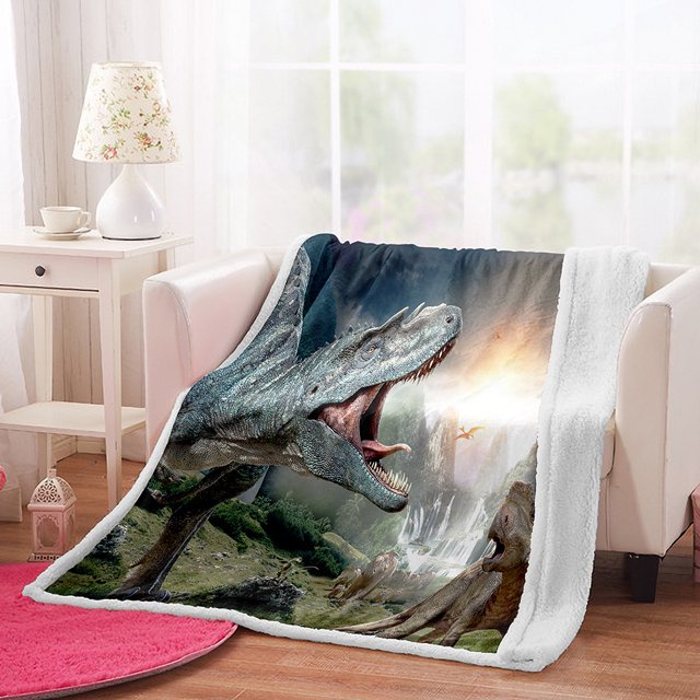 Dinosaur Throw Blanket Dinosaur Sherpa Plush Blanket for Boys, Dinosaur