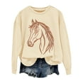 thumbnail image 6 of Long Sleeve Shirts for Women Hemlock Horse Print Sweatshirts for Women Riding Horse Lover Long Sleeve Crew Neck Pullover Tops Casual Loose Shirts Sweatshirt, 6 of 7