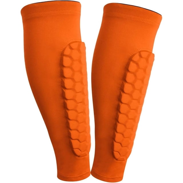 1 par de espinilleras de fútbol, funda de compresión para pantorrilla con almohadillas de panal, soporte para equipo de protección (L)