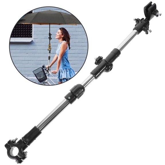 OUNONA Black Beach Umbrella with Stand and Bike Umbrella Holder, 59x7cm Portable Sunshade for Outdoor Use