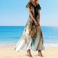 thumbnail image 1 of WILLBEST Vestidos Vestido De Mujer Con Cuello En V, Manga Corta, Cintura Alta, Estilo Bohemio, Para Verano, Vacaciones, Playa, Fluido, 1 of 3