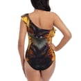 thumbnail image 5 of Uemuo Sunset Maple Tree Fox Print Women's One Piece Swimsuit Asymmetrical Neck Bathing Suit One Shoulder Side Cutout Ruffle Swimwear-Small, 5 of 6