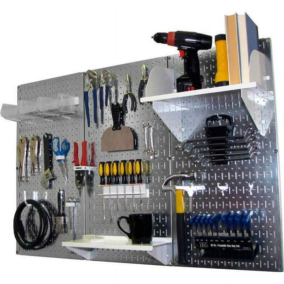 Pegboard Standard Tool Storage Kit, Galvanized White - 48 x 32 x 9 in.
