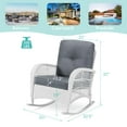 thumbnail image 4 of MEETWARM Outdoor Wicker Rocking Chair, Rattan Patio Rocker Chairs with Cushions and High Back, All-Weather Patio Wicker Chair with Safe Rocking Design for Garden Backyard Porch, White Wicker/Grey, 4 of 8