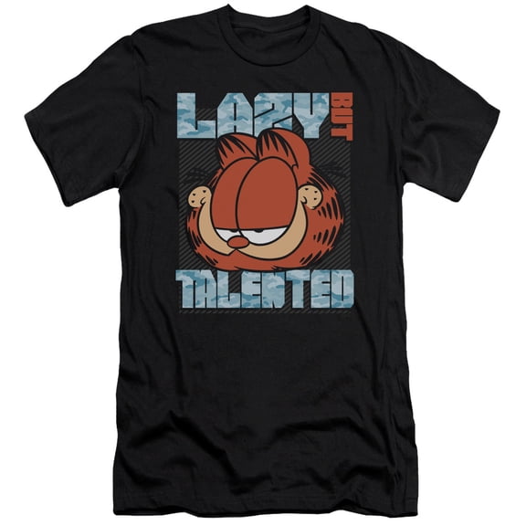 Garfield Lazy But Talented S/S Adult 30/1 T-Shirt Black