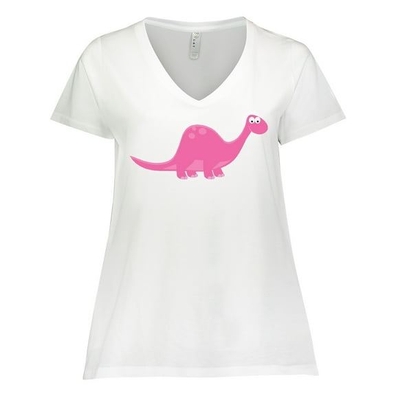 Inktastic Pink Dinosaur Women's Plus Size V-Neck T-Shirt