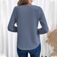 thumbnail image 5 of Towmus Lace Crochet Tops for Women Flowy Oversized Tshirts Ladies Long Sleeve V Neck Waffle Knit Textured Casual T-Shirts Blouse, 5 of 5