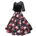 thumbnail image 2 of Abcnature Women's 50s 60s Vintage Short Sleeves V-Neck Cocktail Swing Dress,Retro Tea Dress,Christmas Evening Party Swing Dress,Party Cocktail Dress for Women,Plus Size Princess Dress XX, 2 of 7