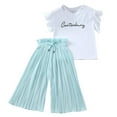 thumbnail image 2 of ZMHEGW Outfits for Teens Tops+Ruffle Pants Shirt Loose Costume Letter Toddler Kid Girl Outfits Clothes, 2 of 5