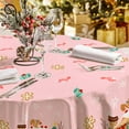 thumbnail image 3 of AnyDesign Pink Christmas Tablecloth Gingerbread House Reindeer Table Cloth Rectangle Table Cover for Xmas Holiday Party Table Decor, 60 x 84 Inch, 3 of 6