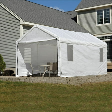 ShelterLogic 10  x 20  White Enclosed Outdoor Canopy The ShelterLogic max AP canopy Clearview enclosure kit lets you expand the use of your canopy. Quickly convert your 10  x 20 Max AP canopy to an enclosed shelter with windows in minutes. Using the same quality fabric material as the original canopy  Max AP canopy Clearview enclosure is the versatile  low cost canopy accessory. Quick and easy set-up attached to canopy frame in minutes with bungee fasteners.