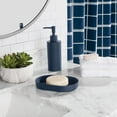 thumbnail image 2 of Mainstays 16-Piece Navy Blue Check Shower Curtain Bathroom Set – Fabric Curtain with Rug, Hooks, Soap Dispenser & Tray, 2 of 16