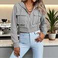 thumbnail image 3 of Gytharion Women's Cargo Sweatshirt Fashion Solid Full Zip Up Hoodie Lightweight Casual Multi-Pocket Cropped Hooded Jackets for Women, 3 of 6