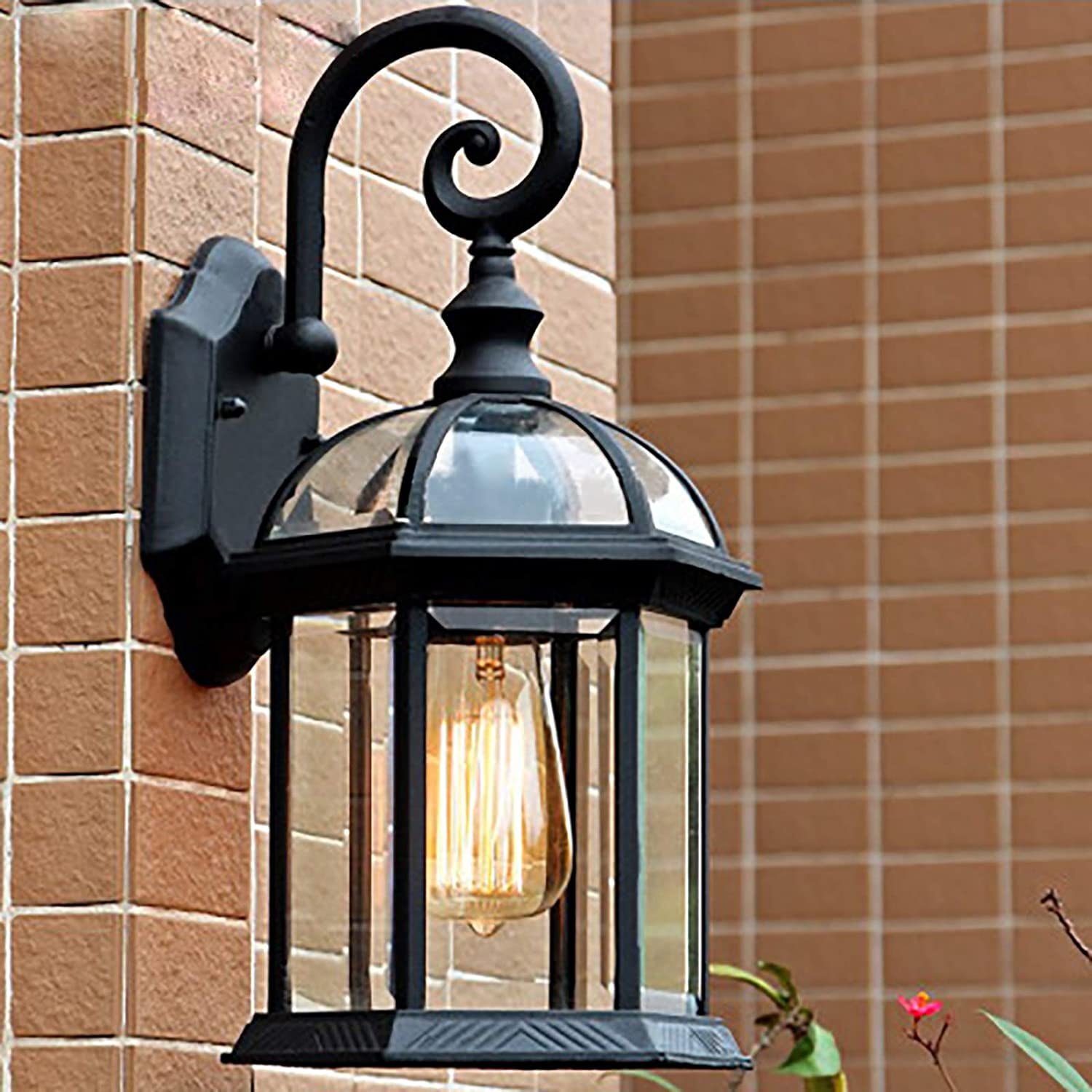 Oukaning Wall-Mounted Lamp Outdoor Garden Light Vintage Coach Lantern Lamp  Porch Sconce