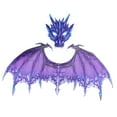 thumbnail image 2 of Conjuntos de alas de máscara de dinosaurio para adultos, accesorios de disfraz de dragón, accesorios de juguete de imitación, disfraz de alas de dragó Púrpura, 2 of 8