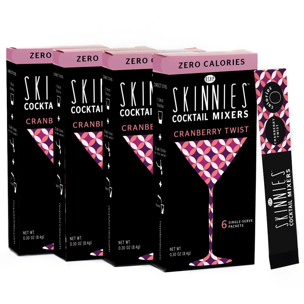RSVP Skinnies Cranberry Twist 0 Sugar Cocktail Mixers (4 Boxes/24