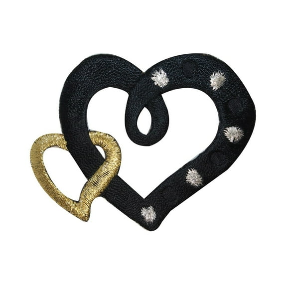 ID 3252B Black Hearts Patch Valentine Day Love Sign Embroidered Iron On Applique