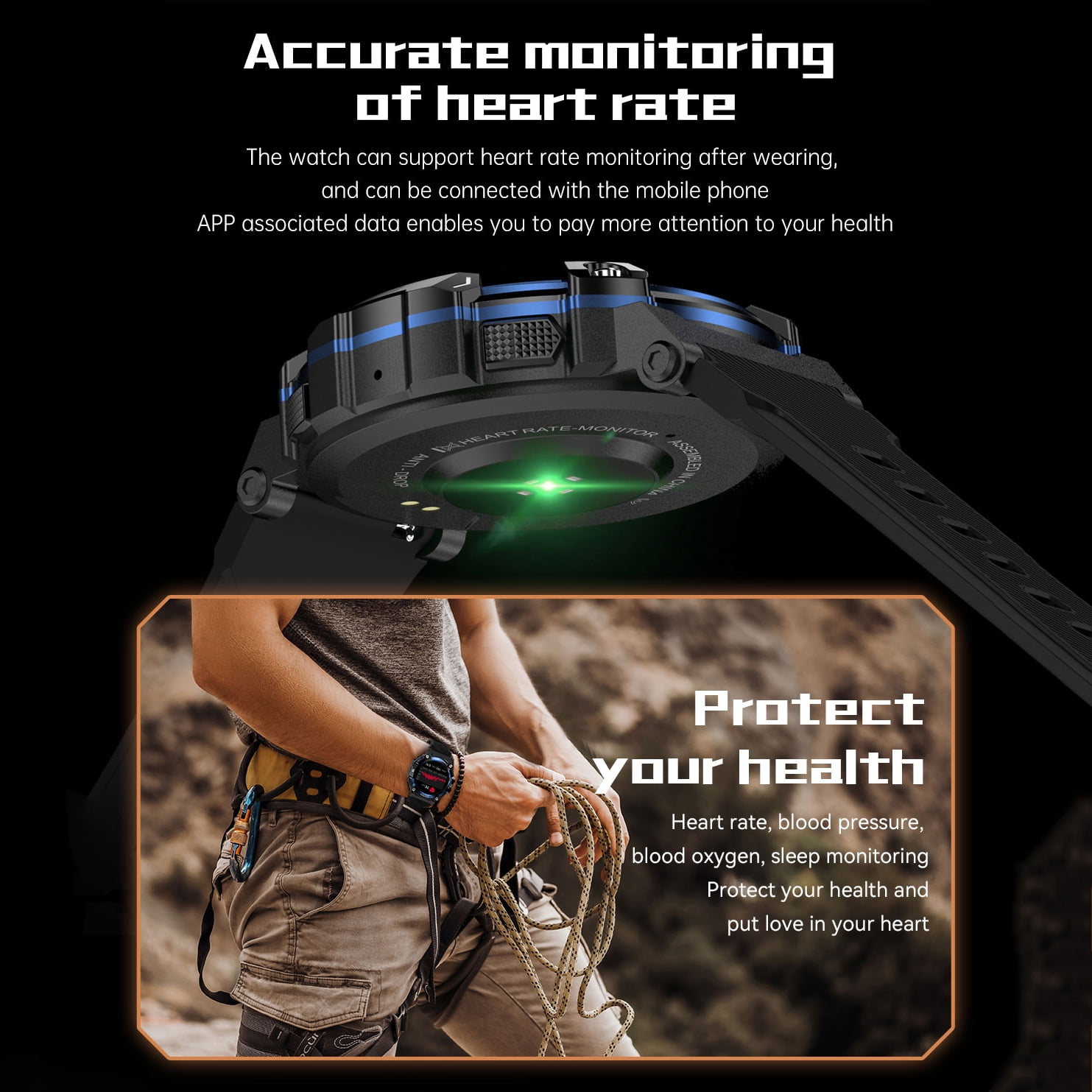 Rainbuvvy PG666 Rugged Smart Watch 1.39 inch Capable of Answering and Making Calls Health Monitoring Outdoor Sports Watch Available in four colors
