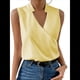 thumbnail image 1 of Camisetas Sin Mangas Plisadas para Mujer, Blusas Casuales Sin Mangas con Cuello en V, Camiseta Básica de Verano Amarillo M, 1 of 7