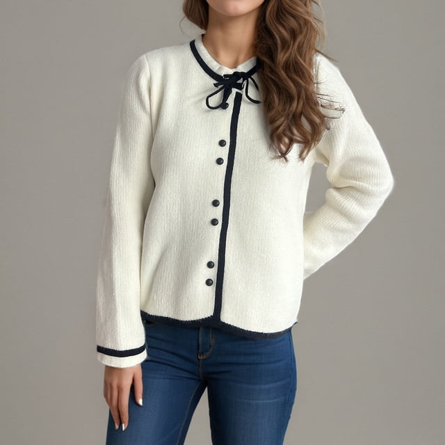 RKSTN Chandails pour Femmes Mode Automne Hiver Tricoté Ample Manches Longues Blouse Col Rond Chandail Chandail Début Mode Automne