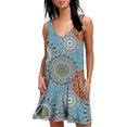thumbnail image 1 of Coofit Robe pour Femme Mode à Imprimé Sans Manches à Col en V Robe Ample Robe Courte, 1 of 6