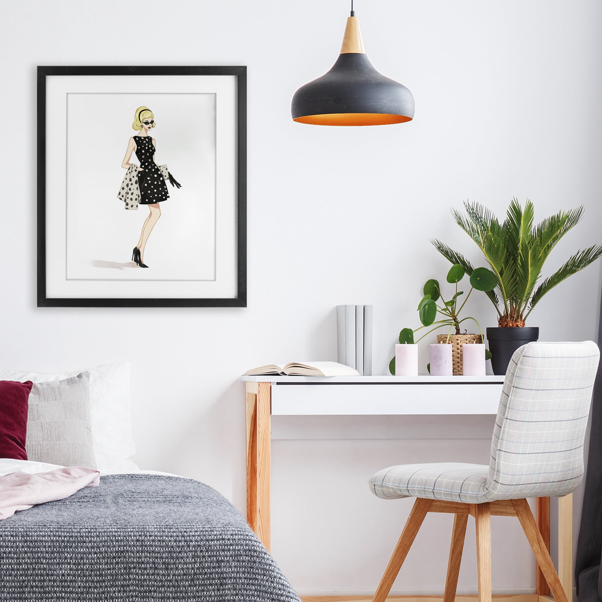 Stupell Industries Feminine Retro Fashion Black Framed Print Under Glass, design by Ziwei Li